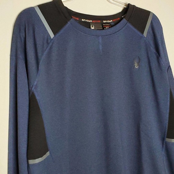 Spyder Active Blue Black Crew Neck Pullover Sweatshirt Size XL Men's - Picture 2 of 7
